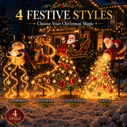 2026 New Santa’s Flying Sleigh Gift Cascade – Solar Christmas Garden Light
