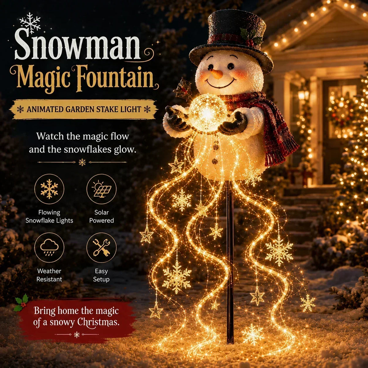 2026 New Santa’s Flying Sleigh Gift Cascade – Solar Christmas Garden Light